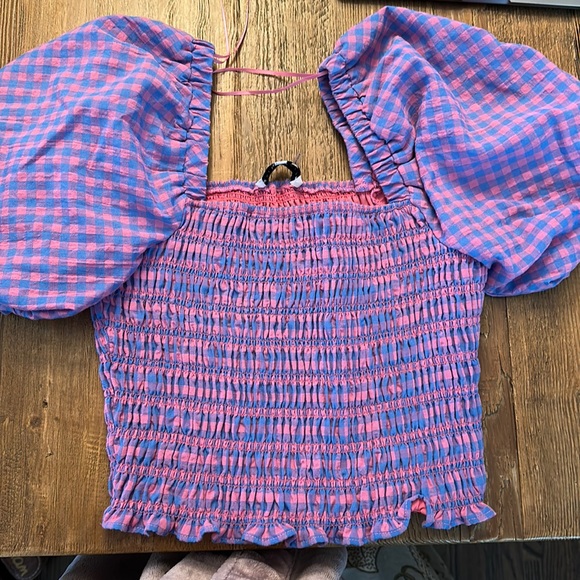 Blue and pink gingham top - Picture 1 of 3
